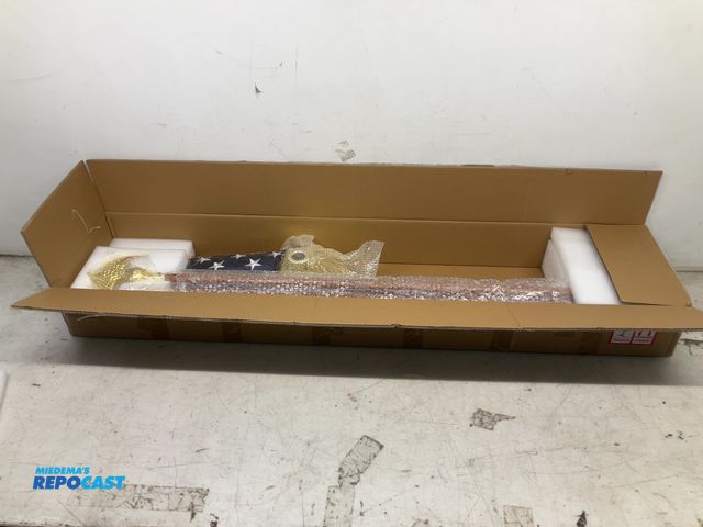 Lot 2-92206 - New 8’ Tall Flag pole American Flag and base