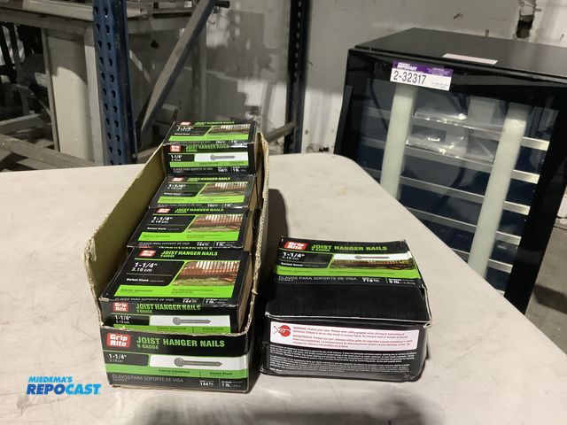 Lot 2-13803 - (9) 1lb Boxes of Grip Rite 1-1/4” Joist Hanger Nails, (1) 5lb Box of Grip Rite 1-1/4” Joist Hanger N...