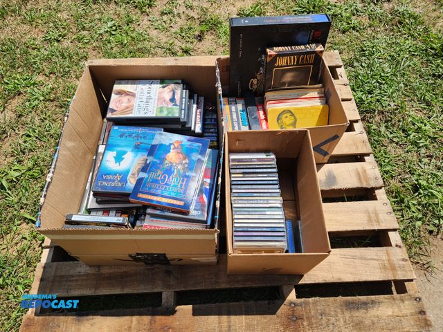 Lot 2-96486 - Large Lot of DVD's, CD's, VHS, Casettes, 45 Records, etc. Wide variety.