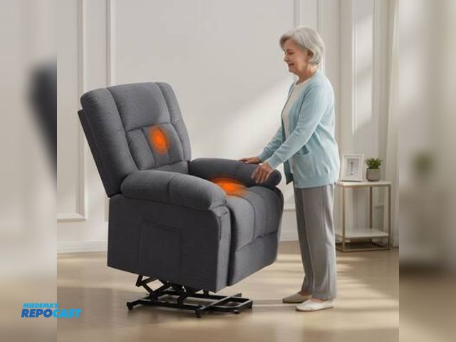 Lot 2-35384 - SF-L8270-V2-GY Power massage heated recliner chair, dark grey- NEW