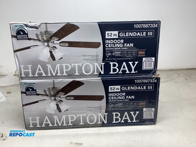 Lot 2-74272 - lot of (2) Hampton Bay Ceiling Fans - 52", Glendale III