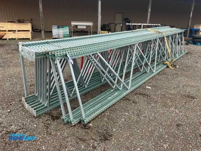 Lot 2-33093 - Lot of (10) 42” Deep x 24’ Tall Teardrop Pallet Racking Uprights, two are bent, (1) 42” Deep x 20’ T...