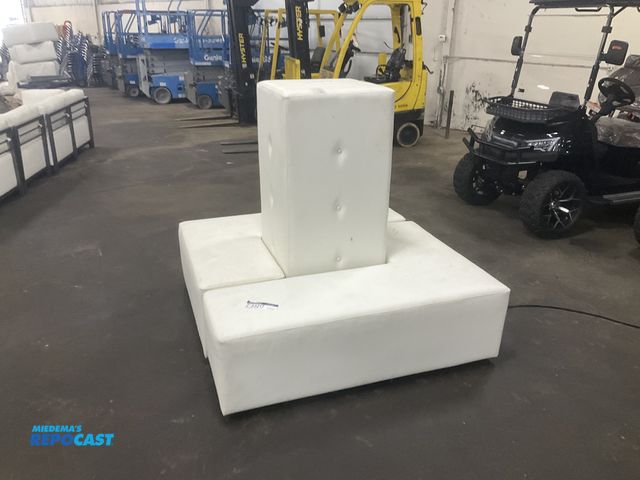 Lot 2-33217 - 3-piece bench and “power tower” White Vinyl sectional