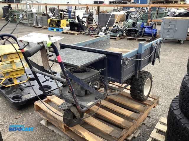 Lot 2-93547 - DR power wagon 4 gear with wooden frame - has flat tire - dumper wagon approx. 33” x 41”