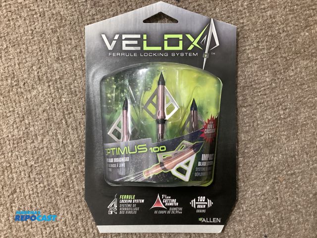 Lot 2-91229 - New VELOX OPTIMUS 100 fixed 3 blade broadheads. Package of 3. By ALLEN. Ferrule Locking system, 1-1/...