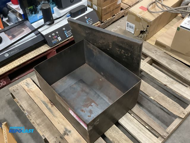 Lot 2-23950 - Metal storage box with lid measuring 10.5” x 17” x 21 3/4”.