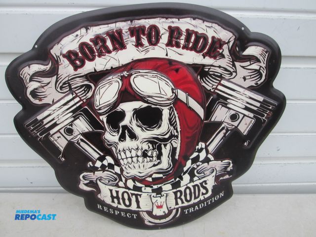 Lot 2-56922 - Harley Davidson Motorcycle metal embossed die cut sign - approx. 18" x 18"