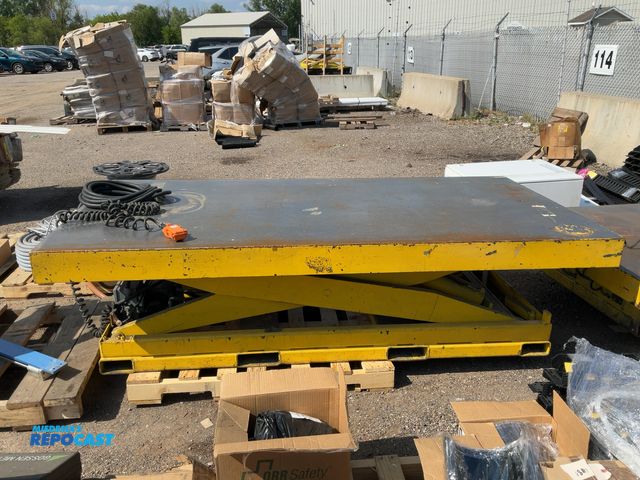 Lot 2-99412 - Hubbell 96”x48” yellow industrial 460V/3PH/60Hz hydraulic scissor lift table