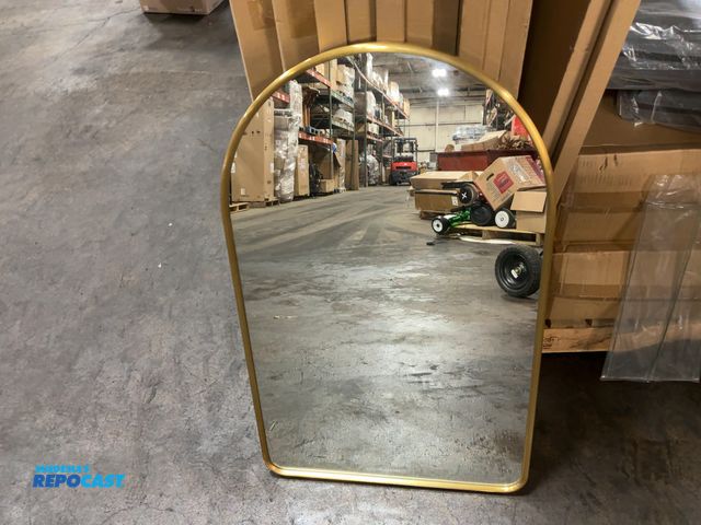 Lot 2-93786 - Hangable 2-shelf Cabinet with Gold Framed Arched Mirror