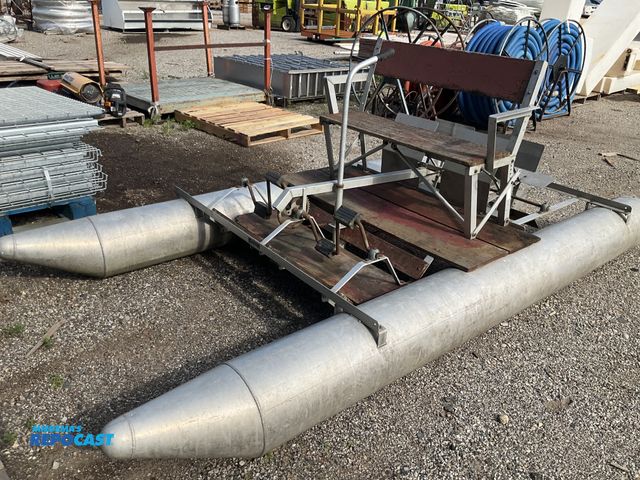 Lot 2-96841 - 2 person wooden paddle boat with bench seat and a bar for steering control Paddle Boat