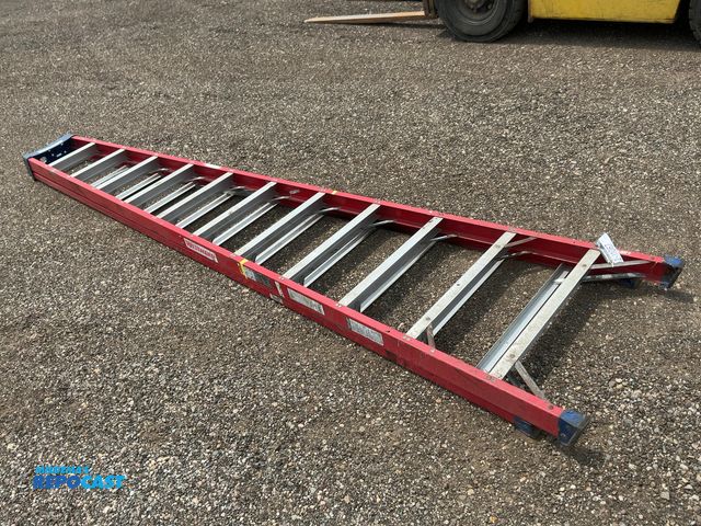 Lot 2-11067 - Used Westward 12’ Step Ladder, fiberglass with aluminum steps, one of the brackets is broke