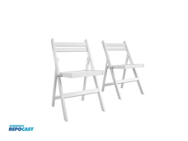 Lot 2-23094 - Set of (2) new cosco white wood folding chairs 37776WHT2E