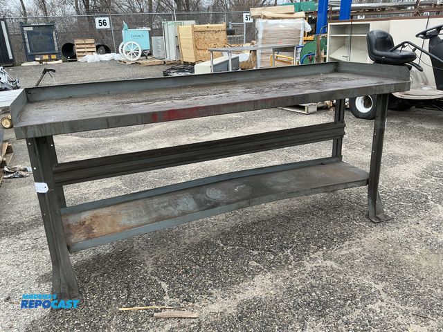 Lot 2-60986 - Gray industrial table - approx. 6’ x 23.5” x 34” tall