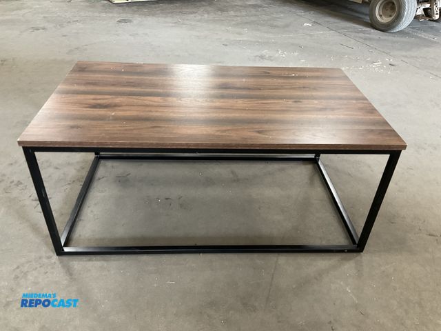 Lot 2-93241 - Metal framed Coffee Table with Wooden Top measuring 42” x 24” x 18”