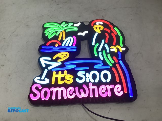 Lot 2-19681 - its 5 oclock somewhere neon light- bar sign