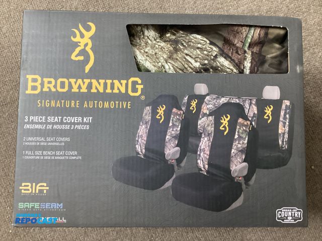 Lot 2-91285 - New Browning Signature Automotive 3-piece seat cover Kit. Includes two universal seat covers, one fu...