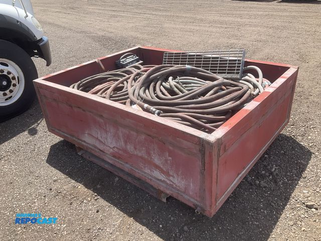 Lot 2-43457 - Metal crate full of misc heavy duty air hoses, crate measures 79.5” x 59” x 22.5”T, misc 3/4” and 1”...