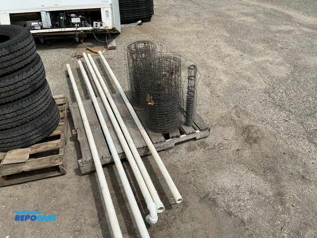 Lot 2-99930 - Lot of (5) pvc piping, all around 10’ and metal wire fencing rolls, unknown length
