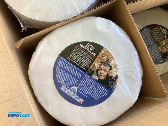 Lot 2-34842 - Skid lot Certain Seal CSW2.51mm50 RV roof repair tape. White, 2.5” width by 1mm thickness