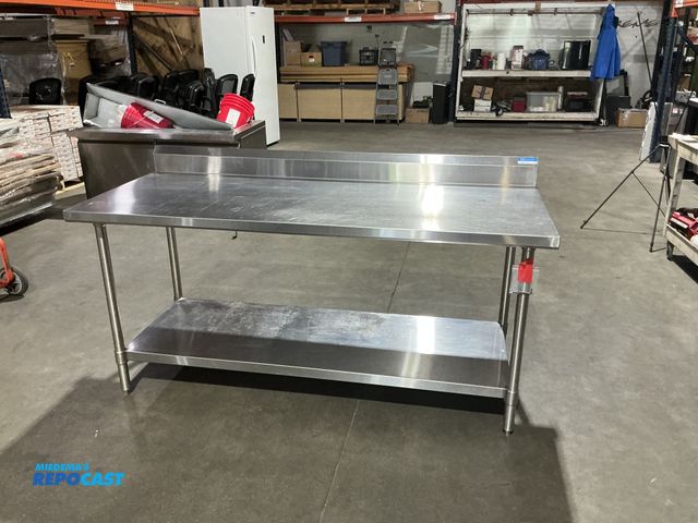 Lot 2-49927 - BK Resources SVTR5-7230 72 Inch Stainless Steel Work Table with Backsplash Stainless Steel