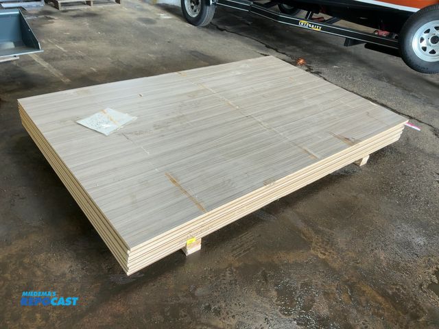 Lot 2-22418 - (9) Pieces of 5’x8’x3/4” thick Veneer Plywood, MDF Core, Choch Malt Veneer on one side, some damage ...