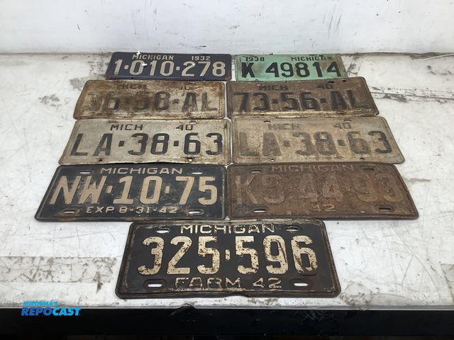 Lot 2-67170 - 9 Michigan License plates, 13.5”x6”, some are starting to rust