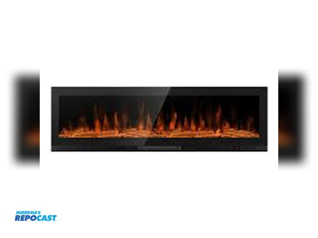 Lot 2-67825 - 60” built in electric fireplace wood platform model GF60SW15A-BL