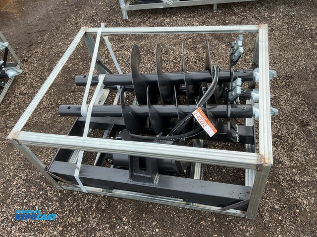 Lot 2-42223 - New JCT Hydraulic Auger Skid Steer Attachment, Universal Quick Attach, comes with 8”, 12”, and 18” a...