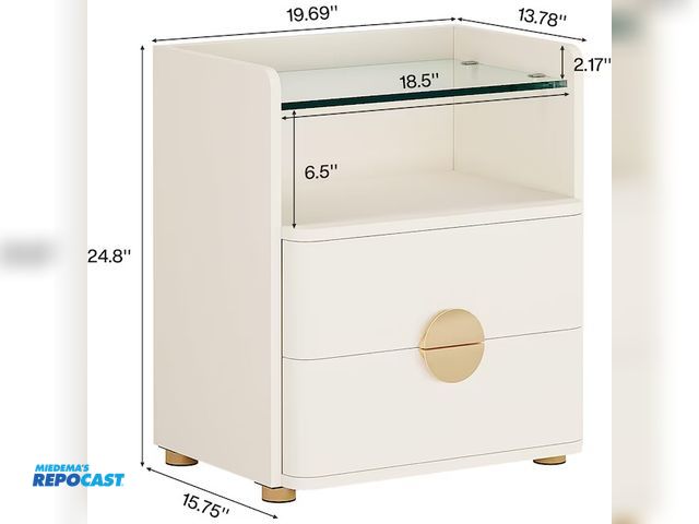 Lot 2-75614 - Tribesigns HOGA-XK00824 Modern Nightstand with 2 Drawers and Open Storage Shelf