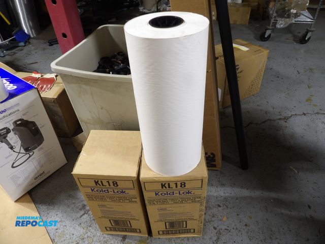 Lot 2-53221 - Lot of (2) new freezer roll paper 18" x 1100' heat, sealable, soft and moldable 1650 Sq ft each - wh...