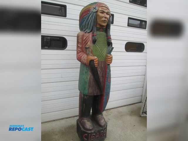 Lot 2-59065 - solid wood hand carved Indian-native American - approx. 7' tall x 24" wide