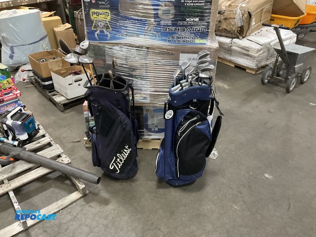 Lot 2-18792 - Lot of (2) Golf Bags, Titleist and Railside Golf Club Bags, Naples Bay Hybrids and 56 degree, Callaw...