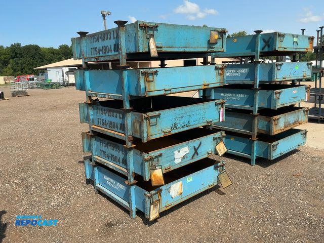 Lot 2-20622 - (5) Steel Stackable Bins, have hinged doors on two ends, 10" deep, approx. 53"x48"