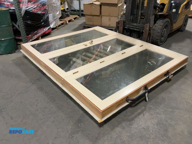 Lot 2-19255 - Exterior door with 2 side windows, measuring 97.5” wide x 82.5” tall.