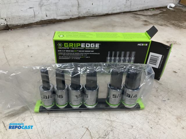 Lot 2-94993 - grip edge 1/2" drive 6pc sae hex bits