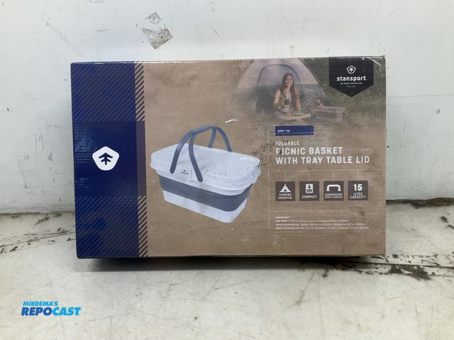 Lot 2-19087 - Stansport foldable picnic basket with tray table lid