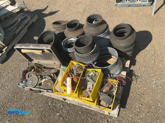 Lot 2-40490 - Skid of assorted items including rubber pipe adapter couplings, poly bins of assorted parts, and ass...