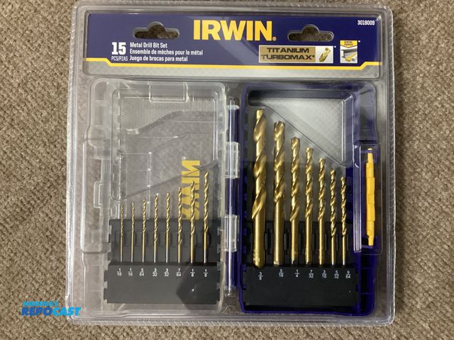 Lot 2-76418 - New 15 piece Irwin Turbomax Titanium drill bit set in plastic case. Sizes from 1/16” to 3/8”.