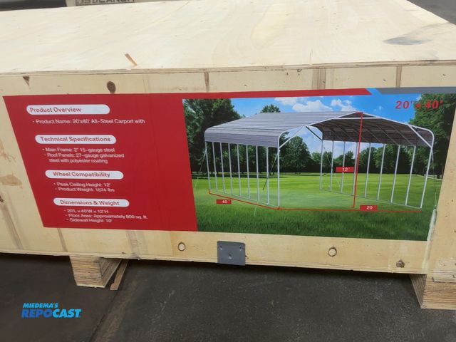 Lot 2-41620 - New SDLANCH 20'x40' All-Steel Carport, 20'x40'x12' high, 10' Sidewall Height, 2" 15-gauge Steel Main...