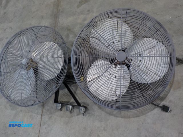 Lot 2-30275 - (2) Dayton wall mount industrial fans. 1/4 HP. 115 volts. Power cord. Mount brackets.