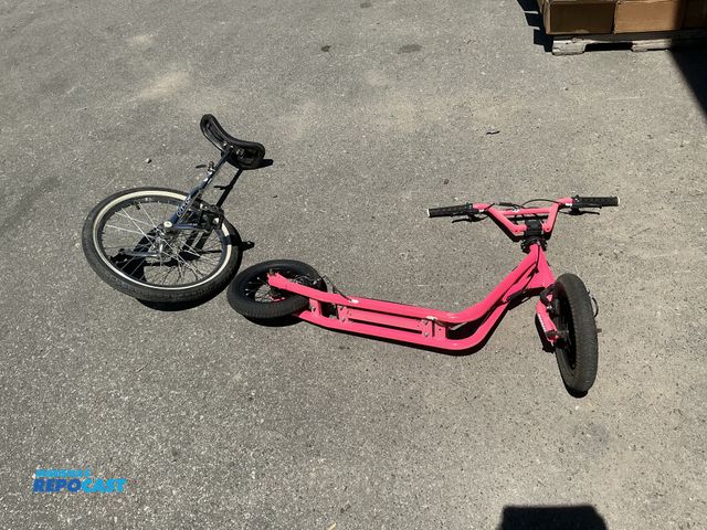 Lot 2-75463 - Lot of (1) Mongoose electric scooter-pink and (1) Sun unicycle-silver