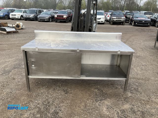 Lot 2-77045 - Stainless Steel Commercial Kitchen Prep Table with Sliding Door Storage, 33.75” To Tabletop x 72”W x...