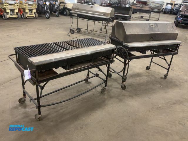 Lot 2-33683 - (2) Used 50” Charcoal Type Gas Broilers, run off propane, both appear to need work, one has rust hol...