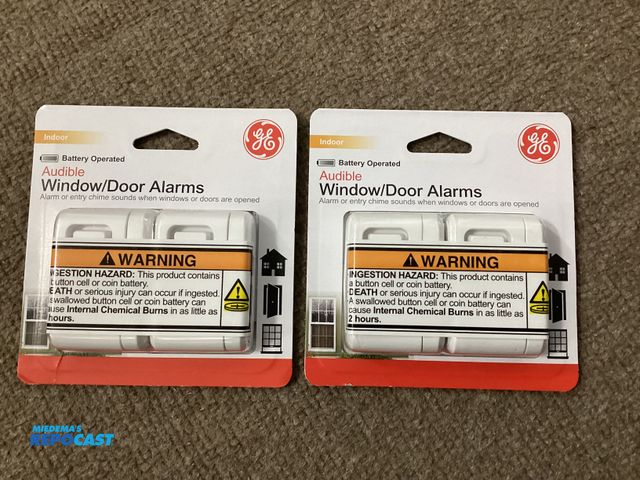 Lot 2-63263 - 2 New two packs of GE window/door alarms. 120 dB alarm or chime sounds when a window or door is open...