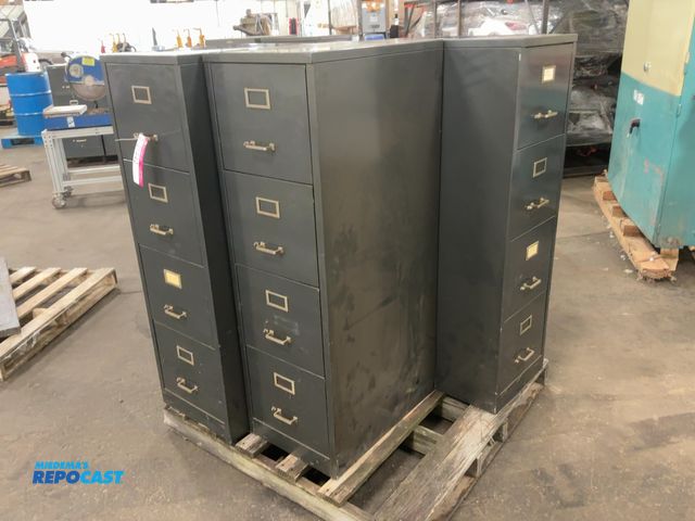 Lot 2-21442 - (3) Matching 4-Drawer Metal File Cabinets, 16-1/4"x24-1/2"x52" tall