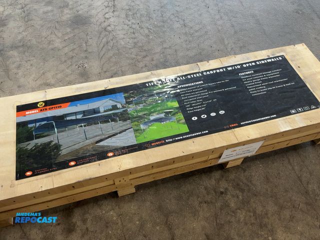 Lot 2-40587 - New ATS Power 11'x19' All-Steel Carport with Open Sidewalls, Model ATS-CP1119, 130" Wide x 241" Long...