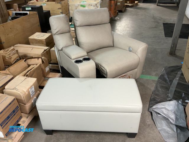Lot 2-60457 - Lot of (3) Thomas Payne RV Furniture Parts Including a Reclining Chair, Center Sectional, and Ottoma...