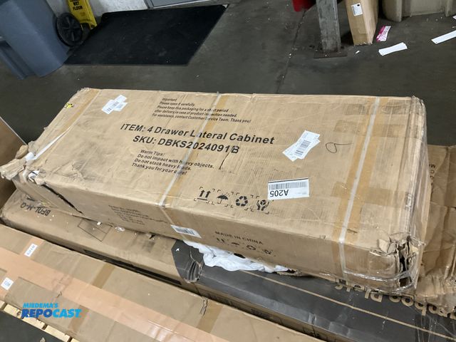 Lot 2-27995 - 4 drawer metal  lateral cabinet (black), SKU: DBKS2024091B, may be missing parts