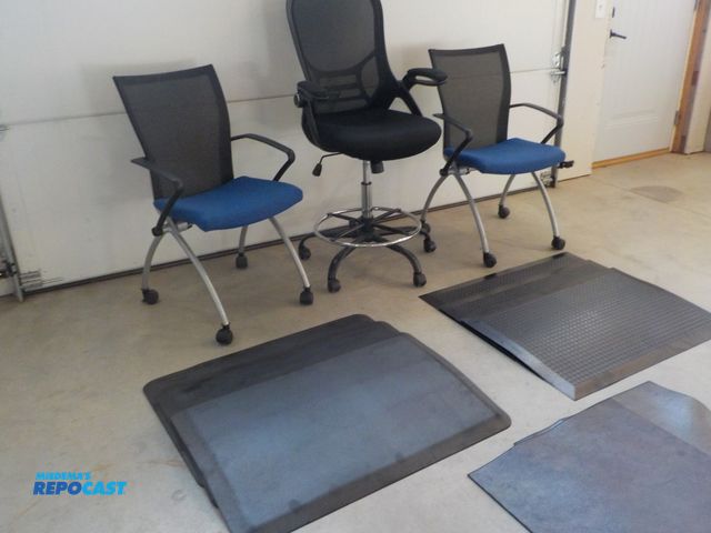 Lot 2-34076 - (3) Office chairs. (3) ERGO mats. (3) Cintas mats. (2) Wellness mats