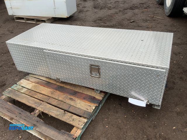 Lot 2-42857 - Diamond Plate Aluminum Toolbox, Single Door, 69”x27”x18”